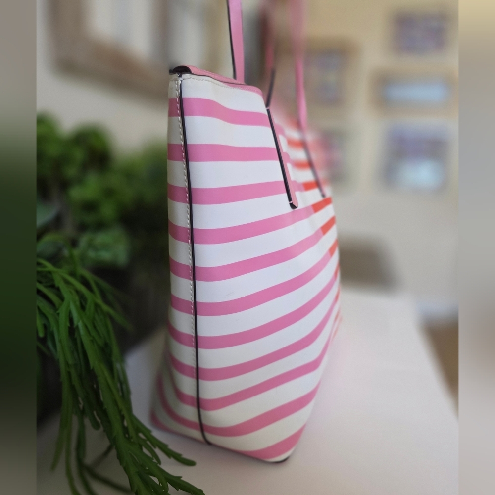 Kate Spade New York Zina Large Tote Pink - Red Stripe Spade Charm - Picture 8 of 16